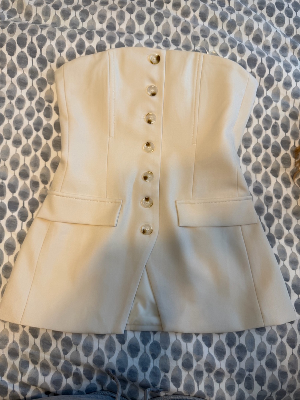 Edit by Nine Strapless Ivory Button-Front Bustier Top